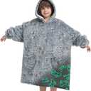 Fiosnow Glow in the Dark Game Controller Blanket Hoodies for Kids 6-13YR Oversize Wearable Blanket Hoodies for Boys Girls Teens
