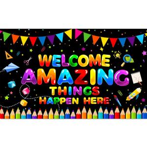 Haunted House Halloween Decorations, 71'' x 12'' Welcome Foolish Mortals Sign Door Banner for Halloween Hitchhiking Ghosts Party Decorations, Haunted House Door Decorations Outdoor Indoor