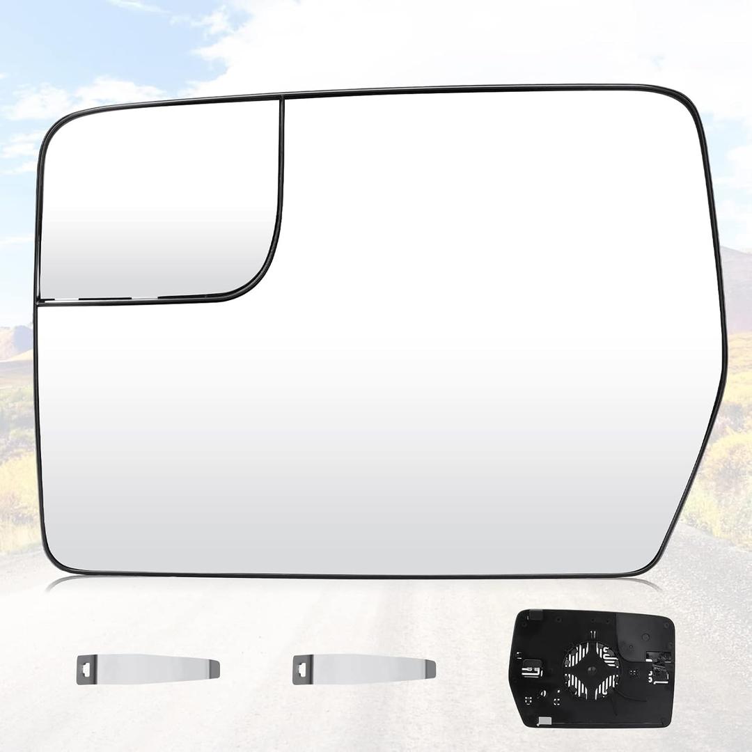 Youxmoto Driver Left Side Heated Mirrors Glass Replacement, Fit for Ford F150 2011 2012 2013 2014 Side View Mirror Glass with Rear Holder, Fit for BL3Z-17K707-E