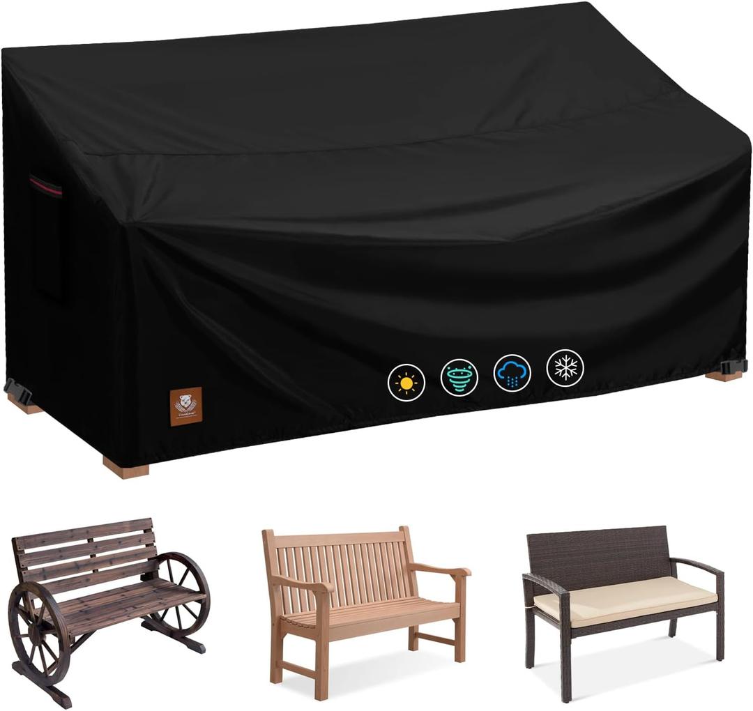 2 Seater Outdoor Bench Covers Waterproof,48W x 29D x 35H Inch,All Weather and Tearproof Polyester Fabric,Fit for 2-Person Seating Wooden & Metal & Cast Iron Patio Garden Loveseat Chair