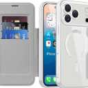 Wallet Case for iPhone 17 Pro Max, Premium Flip PU Leather Card Holder RFID Blocking Compatible with MagSafe Clear Back Shockproof Magnetic Cover for iPhone 17 Pro Max - Titanium Grey JD