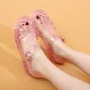 Toddler Sandals Jelly Shoes Girls Unisex Boy Flat Retro Slides Clear Kids Water Slippers Slingback Summer Beach Size 8 Adjustable Buckle Glitter Dress Soft (Pink)