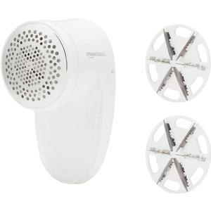 Amazon Basics Battery Operated Fabric Shaver for Lint and Fuzz Removal, Includes 2 Spare Blades, White