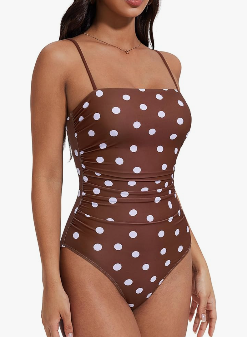 SUUKSESS Women Sexy One Piece Swimsuit Tummy Control Square Neck Bathing Suit, Size M