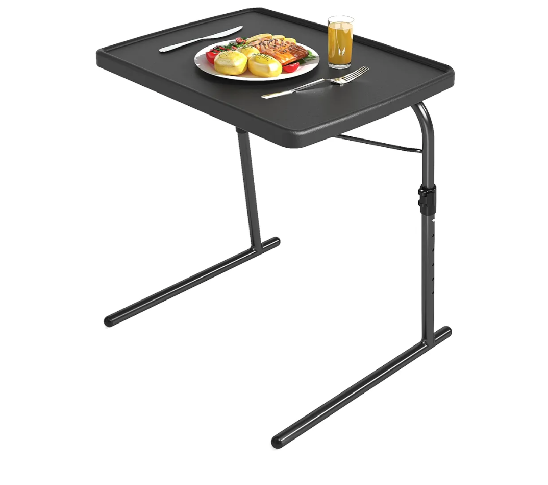 TV Tray Table, Max Folding TV Dinner Tray w/6 Height & 3 Tilt Angle, Adjustable TV Trays for Eating on Couch, Large Size Foldable Couch Laptop Table, Black, 16.9 x 22 x 29.1inch, 110lbs
