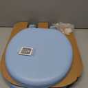 Mayfair Padded Toilet Seat, Cushioned Soft Vinyl over Wood Core Seat, Secure Hinges, Easy Clean, Made in USA, Round, Sky Blue