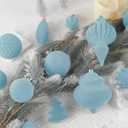 18Pcs Velvet Christmas Tree Ornaments Set, Shatterproof Flocked Christmas Decorations Bulk for Tree, Classic Decorative Hanging Ball Ornaments for Xmas Holiday Home Party Decor, Slate Blue