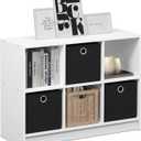 Furinno Basic 3x2 Cube Storage Bookcase Organizer with Bins, White/Black
