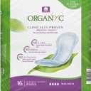 Organyc 100% Certified Organic Cotton Pads Inside and Out for Incontinence, Certified Odor Control, Free from Perfumes, Dyes, Plastics, and Chemicals, Maximum, 64 Count