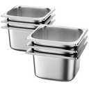 6 Pack Hotel Pans 1/6 Size 4" Deep Steam Table Pan 22 Gauge Anti Jam Stainless Steel Hotel Food Pan