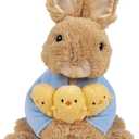 GUND Beatrix Potter Peter Rabbit Holding Chicks Plush, Easter Gift, Easter Bunny Stuffed Animal for Ages 1 and Up, Brown/Blue, 9.5