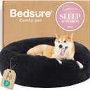 Bedsure Calming Dog Bed for Medium Dogs - Donut Washable Medium Pet Bed, 30 inches Anti-Slip Round Fluffy Plush Faux Fur Cat Bed, Fits up to 45 lbs Pets, Black