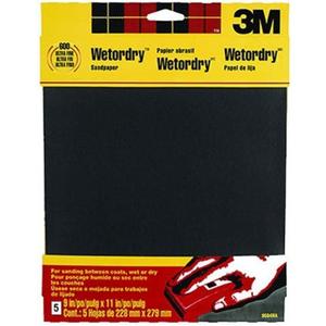 3M Wetordry Sandpaper, 5 Sheets, 9 in x 11 in, 320 Grit, Extra Fine, Use for Wet and Dry Sanding, For Sanding Between Coats of Varnish, Lacquer, Paint & Other Finishes, Waterproof Paper (9086DC-NA)