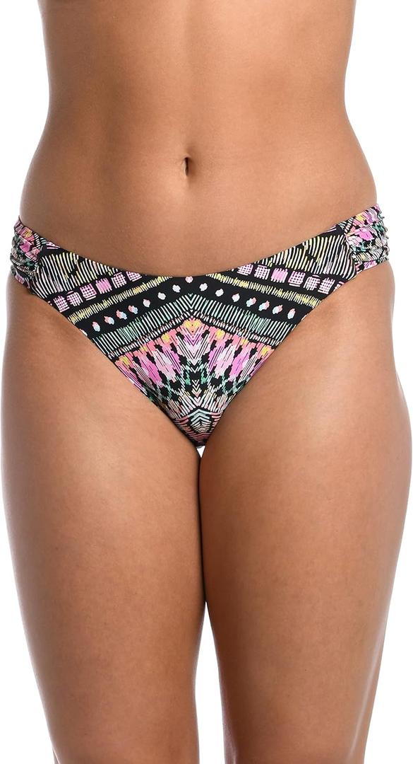 AMAVI Side Shirred Hipster Bikini Swimsuit Bottom (Small, Multi)