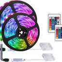 LED Strip with 24 Keys Remote Control, 2m Battery Powered Strip Lights for Party and DIY Decoration, 2 Pack