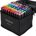 ATOPSTAR 80 Colors Alcohol Markers Artist Drawing Art for Kids Dual Tip Adult Coloring Painting Supplies Perfect Boys Girls Students Adult(80 Black Shell)