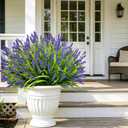 Artificial Flowers Outdoor Faux Lavender & Monkey Grass Fake Plants, UV Resistant for Garden Porch Patio Hanging Planter (12, Purple)