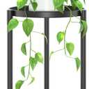 iDavosic.ly 1 Tier Corner Plant Stand Indoor, 16 Inch Tall Vertical Metal Flower Heavy Duty Pot Holder Shelf Outdoor for Patio Porch Living Room, Modern Black
