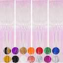 4 Pack Iridescent Transparent Foil Fringe Backdrop Curtains, Tinsel Streamers Birthday Party Decorations, Fringe Backdrop for Graduation, Baby Shower, Gender Reveal, Disco Party