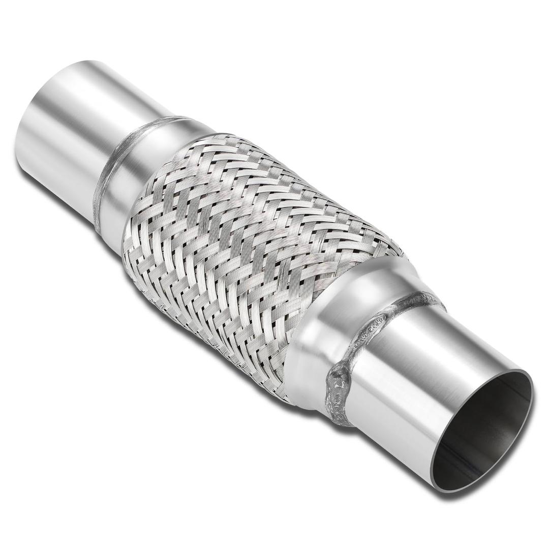 DNA MOTORING Exhaust Flex Pipe, 2.25" x 6" x 10" Stainless Steel Double Braid Heavy Duty Exhaust Flexible Tube, Universal type Muffler Pipe, FXP-225-6-10