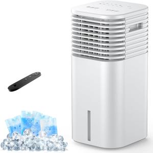 FLOWBREEZE Windowless Portable Air Conditioner, 15H Timer&120Oscillation, 3-IN-1 Portable AC Unit with Remote, 2Gal Tank, 3 Modes & Speeds, Ultra-Quiet 24" Ventless Swamp Cooler for HomeOffice, White