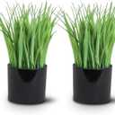 2 Pack Fake Plants Indoors Potted Wheat Grass Faxu Plants for Desk Table Shelf Decor, Artificial Plants Greenery Indoor for Bathroom Office Kitchen Living Room Home Decoration