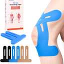 IEADEN Precut Kinesiology Tape for Knees, 20 Pcs - Knee Support & Stability, Knee Pain Relief Athletic Tape - Waterproof & Elastic, Breathable Hypoallergenic Latex-Free Tape, Blue