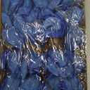 20 Pcs Christmas Glitter Poinsettia Magnolia Flowers Ornaments Large Heads Artificial Magnolia Flowers for Christmas Tree Xmas Wreath Holiday Wedding Decor(Dark Blue)