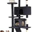 BestPet | 54" Cat Tree Tower | Dark Gray | Sturdy, Easy to Assemble, Multi-Level Activity Center with Sisal Scratching Posts, Condos, Perches, Hanging Cat Toys, Observation Decks & Ladder