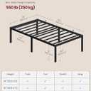 VASAGLE Twin Metal Bed Frame 18 Inches Tall, 550 lb Weight Capacity, No Box Spring Needed, with Under-Bed Storage, Easy Setup, Heavy-Duty Platform Bed, Mattress Retainers, Matte Black URMB673BD02S