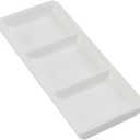 esowemsn 1PC Mini White Ceramic Rectangular 3 Compartment Appetizer Serving Tray Divided Spices Vinegar Nuts Snack Sauce Dishes for Home Kitchen Restaurant (Small)