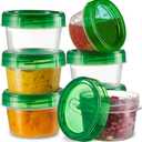 PLASTICPRO 12 Pack Twist Cap Food Storage Containers with Green Screw on Lid- 4 oz Reusable Meal Prep Containers - Small Freezer Containers Microwave Safe Green Plastic Food Storage