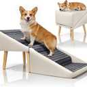 Dog Stairs for Small Medium Large Dogs, Cats, Puppies, Seniors & Injured Pets, 17" H 4-Step Foldable 2-in-1 Solid Wood Pet Steps & Split Ottoman, Non-Slip Dog Ramp for Couch Sofa Low Bed, Holds 250LBS
