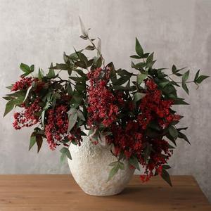 Zeyune 3 Pcs Artificial Burgundy Berry Stem 35 Inch Spring Faux Flowers Picks Branches Fake Realistic Sedum Stem Spray for Wedding Holiday Seasonal Farmhouse Mantel Harvest DIY Home Decorations