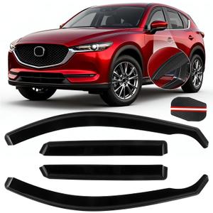 4pcs in Channel Window Rain Guards for Mazda CX-5 2017 2018 2019 2020 2021 2022 2023 2024 2025, Window Visors Wind Deflectors, Vent Shades Shield with 2pcs Side Mirror Rain Visors