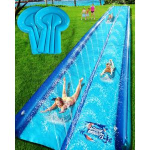 26ft Slip and Water Slide for Kids and Adults Backyard,2 Lanes Extra Long Inflatable Slip and Water Slide with Sprinkler and Bodyboards,Heavy Duty Summer Outdoor Water Toy,Blue Shark Theme