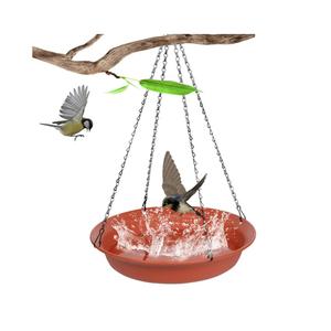 Afrine Hanging Bird Bath for Outside, Hanging Bird Water Feeder for Outdoor, Birdbath Bowl, Birdbaths for Outdoors Balcony Window Backyard Garden, Small Large Wild Birdfeeder Tray (12", Terracotta)