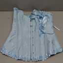 SZIVYSHI Corset Tops for Women, Bustier Shapewear Lingerie, Lace Waist Push Up Bodysuit (X-Small, Crystal Blue)