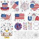 Funrous 24 Sets 4th of July Card Making Kits DIY Patriotic Pom Pom Art & Crafts with Diamond Stickers USA 4th of July Make Your Own Card Kits for Kids 250th Anniversary Classroom School Activities