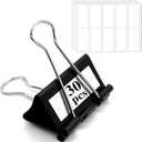 30 Pack Binder Clips with Labels, 2.4 Inch Extra Large Binder Clips Big Paper Clamps for Office and Home Supplies