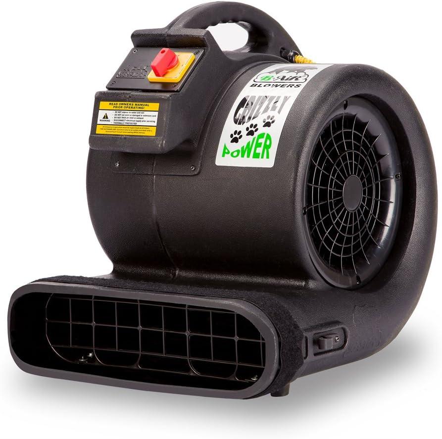 B-Air Grizzly Gp-1 1 HP 3550 CFM Air Grizzly Mover Carpet Dryer Floor Fan for Water Damage Restoration Equipment & Pet Cage Dryer Black