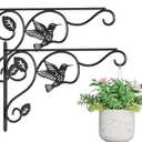 2 Pack Heavy Duty Plant Hooks for Hanging - 12 Inch Metal Wall Hangers Indoor/Outdoor, Sturdy Plant Bracket for Bird Feeders, Planters, Lanterns, Wind Chimes - Patio, Garden, Home Decor (Black)