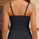 Yonique Women's Tankini Top Swimwear Twist V Neck Swimsuits Tummy Control Bathing Suits Top Only, S