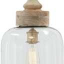 Signature Design by Ashley Faiz Rustic 20.5" Natural Wood & Glass Pendant Light, Brown & Clear