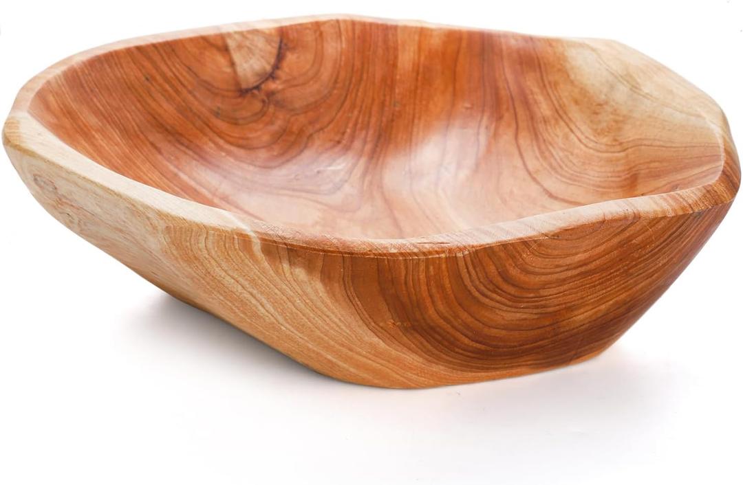 ZENFUN Natural Wood Fruit Bowl 7.8-9.5 Inch, Unique Root Dish Bowl, Fruit Snack Dish for Sandwich Bread Serving, Handmade Serving Bowl for Candy, Vintage Ring Dish, Serving Appetizer Display
