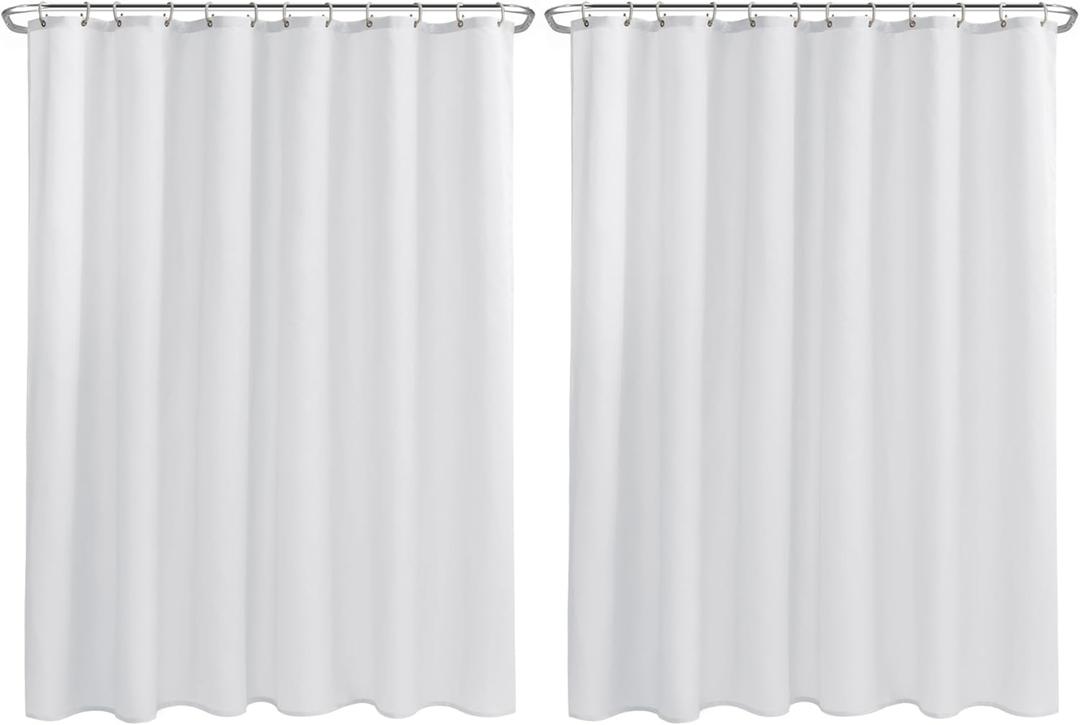 Nasitos Fabric Shower Curtain Liners 2 Pack - W72 x H72 - Washable & Water Resistant Lightweight Cloth Shower Liners for Bathroom, Soft Hotel Quality, Standard Size (White, 4 Magnets Included)