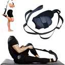 EOM Yoga Stretch Strap - Leg & Foot Stretching Belt with Loops for Rehabilitation & Gymnastics Exercise Training (black)