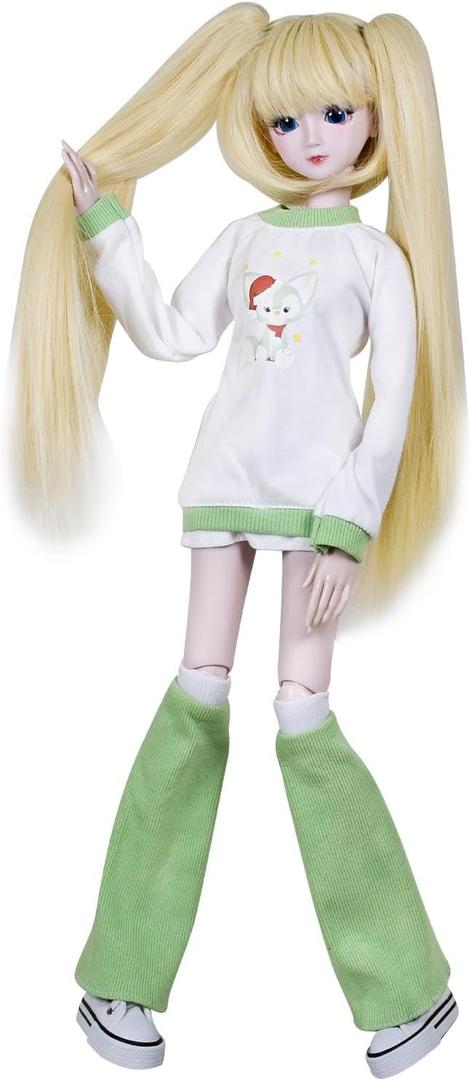 1/3 SD Doll 24" Ball Jointed BJD Doll Anime Style Fashion Doll Movable Joints Dolls, Sunny Girl, Blond Braid Hair