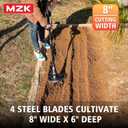 MZK 20V Cordless Tiller Cultivator with Steel Tines,8-inch Wide Battery Powered Garden Cultivator, 360RPM Electric Mini Tiller for Lawn/Gardening/Soil Cultivation(2 * 2AH Battery&Charger Included)