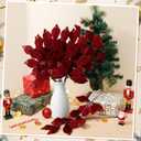 6 Pcs Christmas Artificial Velvet Glitter Magnolia Leaf Glittered Spray Picks 20" Fake Floral Leaf Branches Xmas Decoration for Christmas Tree DIY Crafts Gift Home Garden Decor(Burgundy)